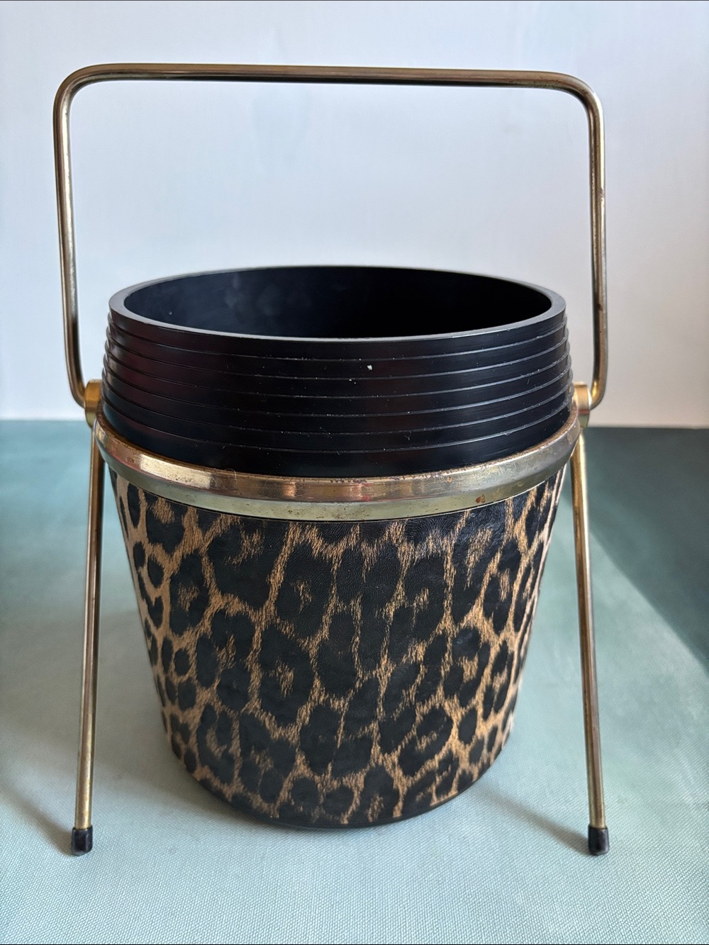 Vintage MCM Leopard Print Ice Bucket